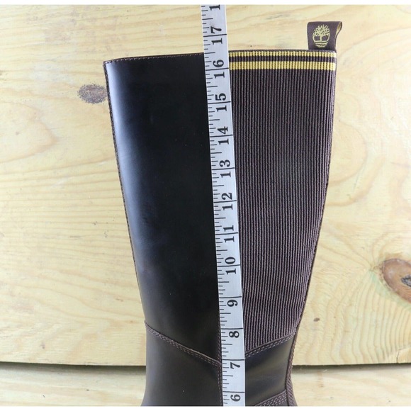 NWOT Timberland Boots Women 9.5 Brown Leather Malynn Waterproof Tall Shoes - Picture 10 of 10